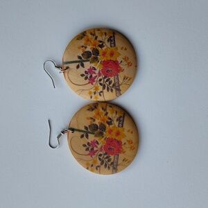 Floral Patterned Earrings - Multicolor